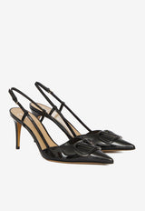 Valentino 80 VLogo Slingback Pumps in Patent Leather Black 2W2S0R01TMK 0NO