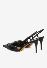 Valentino 80 VLogo Slingback Pumps in Patent Leather Black 2W2S0R01TMK 0NO