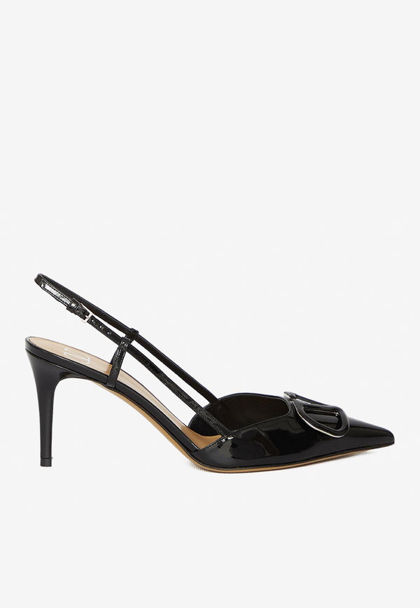 Valentino 80 VLogo Slingback Pumps in Patent Leather Black 2W2S0R01TMK 0NO