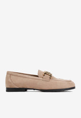 Chain-Embellished Loafers in Suede Leather