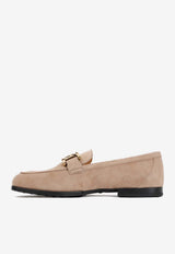 Chain-Embellished Loafers in Suede Leather