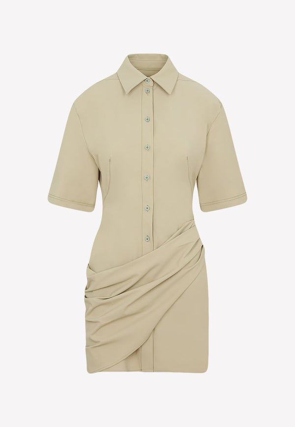 La Robe Camisa Draped Mini Shirt Dress