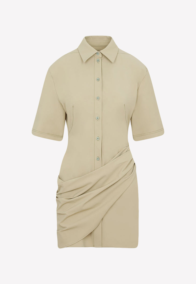 La Robe Camisa Draped Mini Shirt Dress