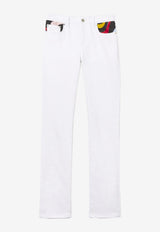 Emilio Pucci Marmo Print Straight-Leg Jeans 3EDT01 3E998 100 White