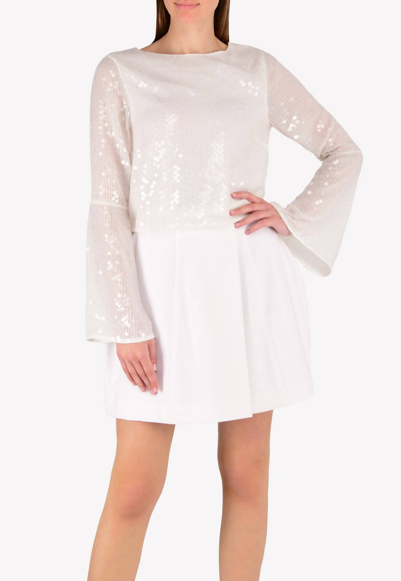 Bell Sleeved Sequinned Top