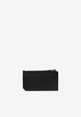 Saint Laurent Tiny Cassandre Zip Cardholder in Calf Leather Black 6298991JB0E/L_YSL-1000