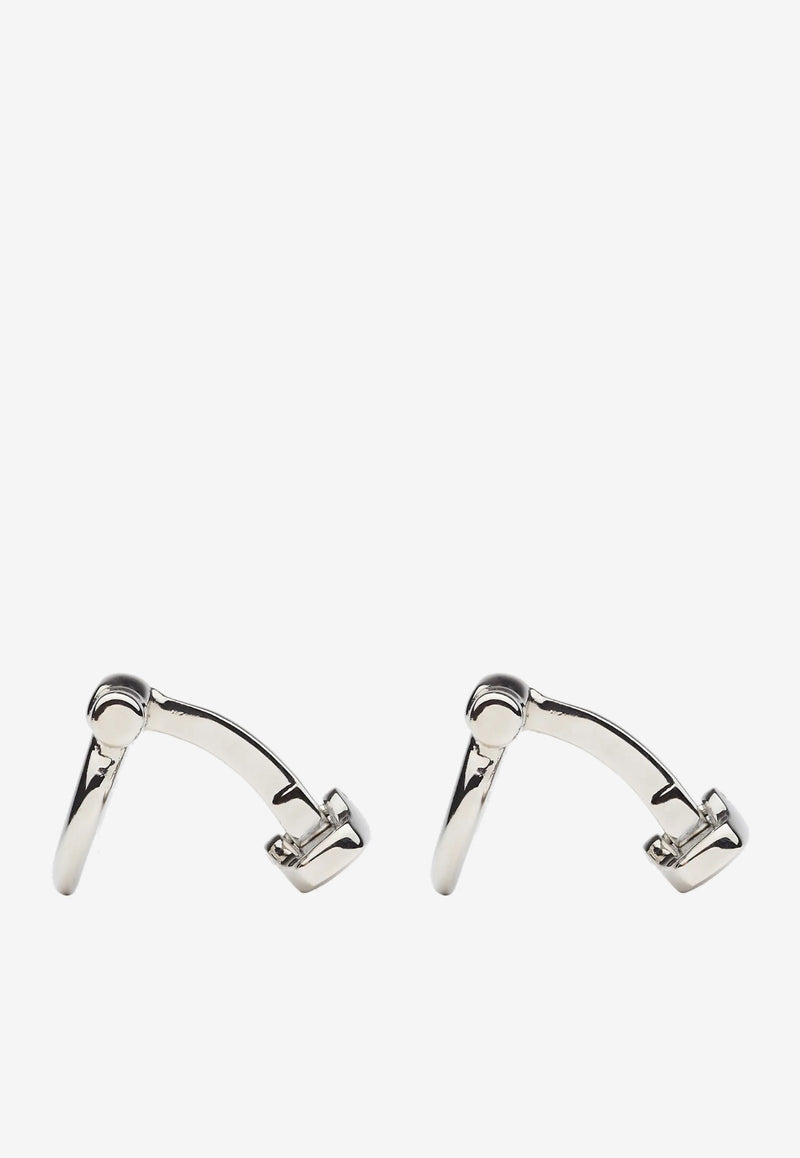 Salvatore Ferragamo Gancini Silver-Tone Cufflinks Silver 775189 CLNK GAN ST 676145 GEM OTTONE/PLDLCD