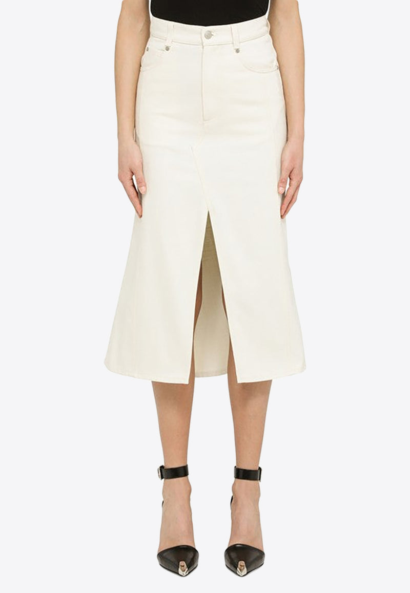 Alexander McQueen Denim Flared Skirt White 733208QMAB9/M_ALEXQ-9015