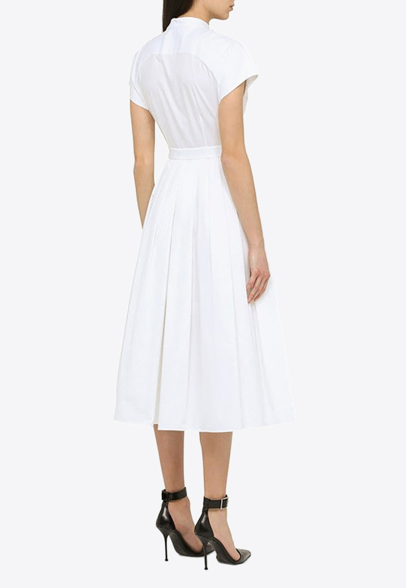 Alexander McQueen Pleated Midi Dress White 734131QAABC/M_ALEXQ-9000