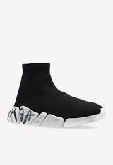 Balenciaga Speed 2.0 Graffiti Stretch Knit Sneakers 617196 W2DD4-1091 Black