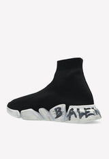 Balenciaga Speed 2.0 Graffiti Stretch Knit Sneakers 617239 W2DD4-1091 Black