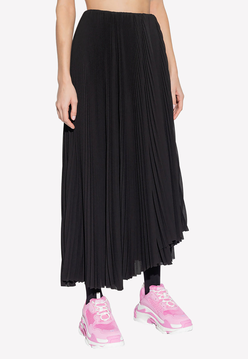 Balenciaga Pleated Midi Skirt Black 725119 TNO11-1000