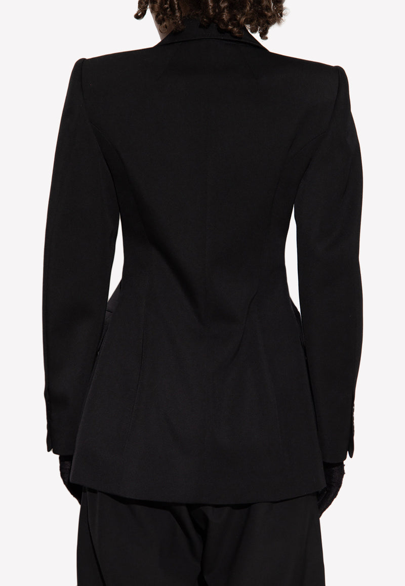 Balenciaga Wool Blazer with Notch Lapels Black 725199 TJT24-1000