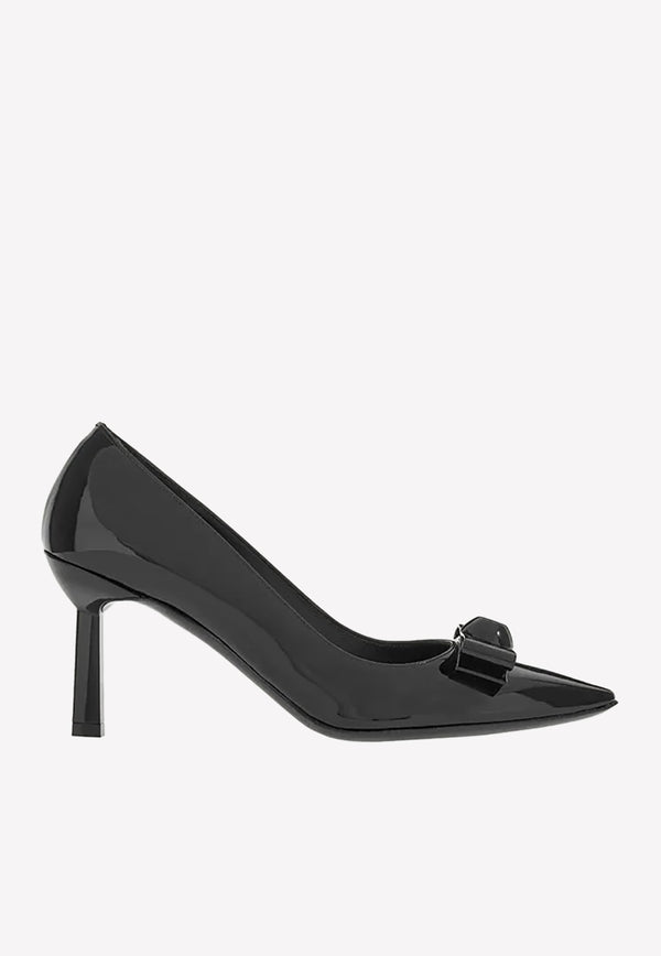 Salvatore Ferragamo Katrin 70 Vara Bow Pumps in Patent Leather Black 01E710 KATRIN 70 757796 NERO