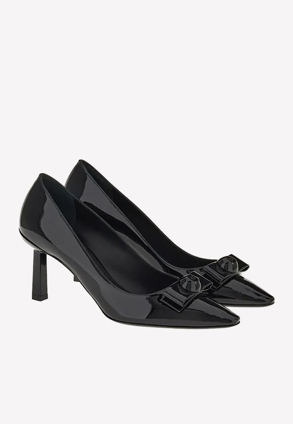 Salvatore Ferragamo Katrin 70 Vara Bow Pumps in Patent Leather Black 01E710 KATRIN 70 757796 NERO