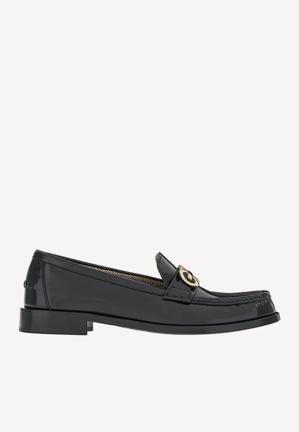 Salvatore Ferragamo Ofelia Gancio Buckle Leather Loafers Black 01E566 OFELIA 758079 NERO