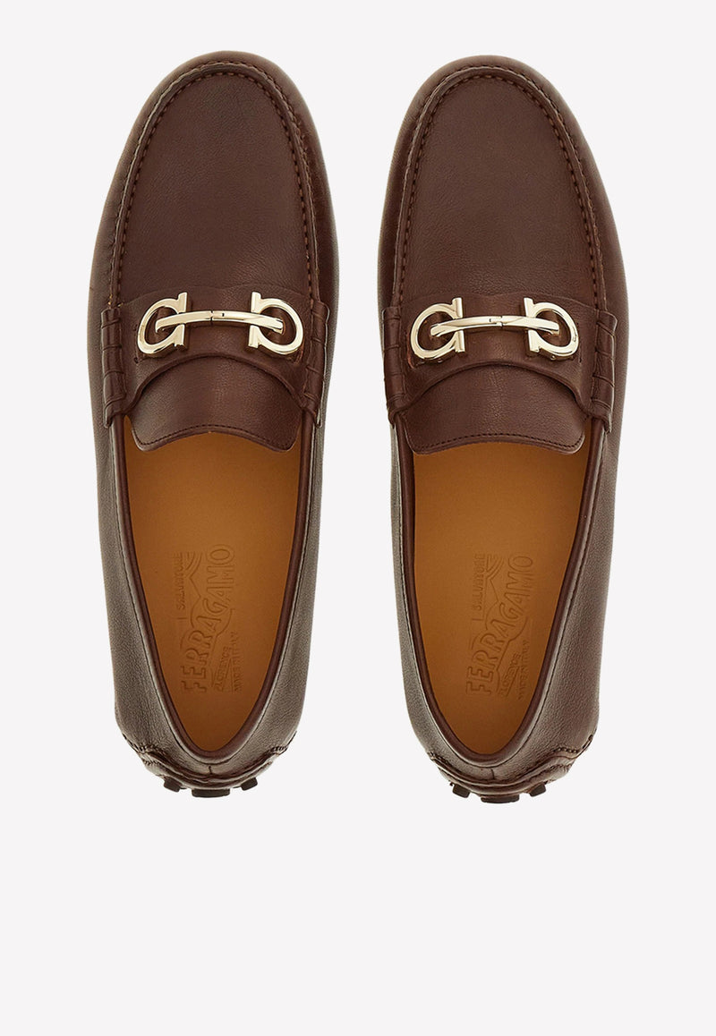 Salvatore Ferragamo Grazioso Gancini Loafers in Buffalo Leather Brown 020983 GRAZIOSO 758350 TAMARINDO