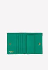 Salvatore Ferragamo Gancini Compact Wallet in Hammered Leather Emerald 22D780 154 758510 EMERALD