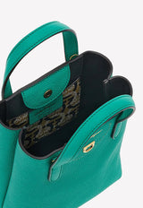 Salvatore Ferragamo Mini Gancini Tote Bag in Hammered Leather Emerald 212964 TRAVEL M BAG 758947 EMERALD