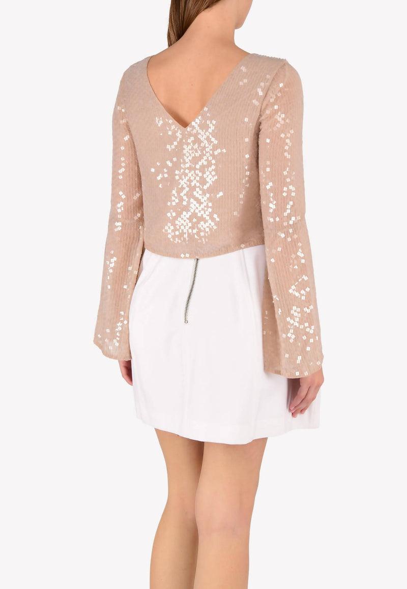 Bell Sleeved Sequined Top