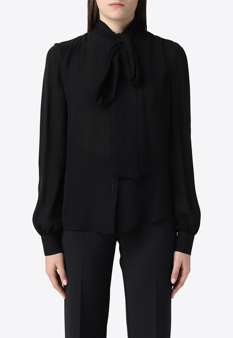 Moschino Long-Sleeved Silk Blouse A0201 0437 0555 Black