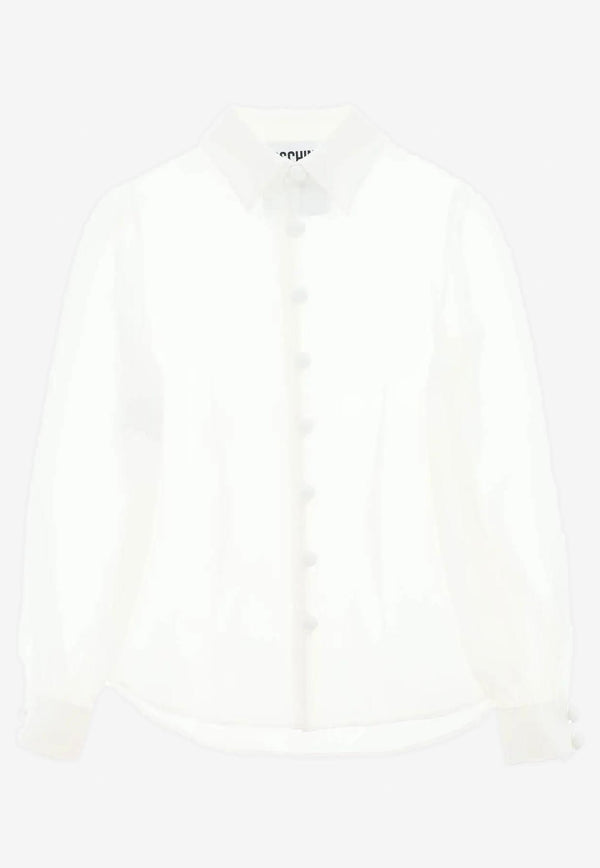 Moschino Long-Sleeved Silk Shirt White A0213 0537 0001