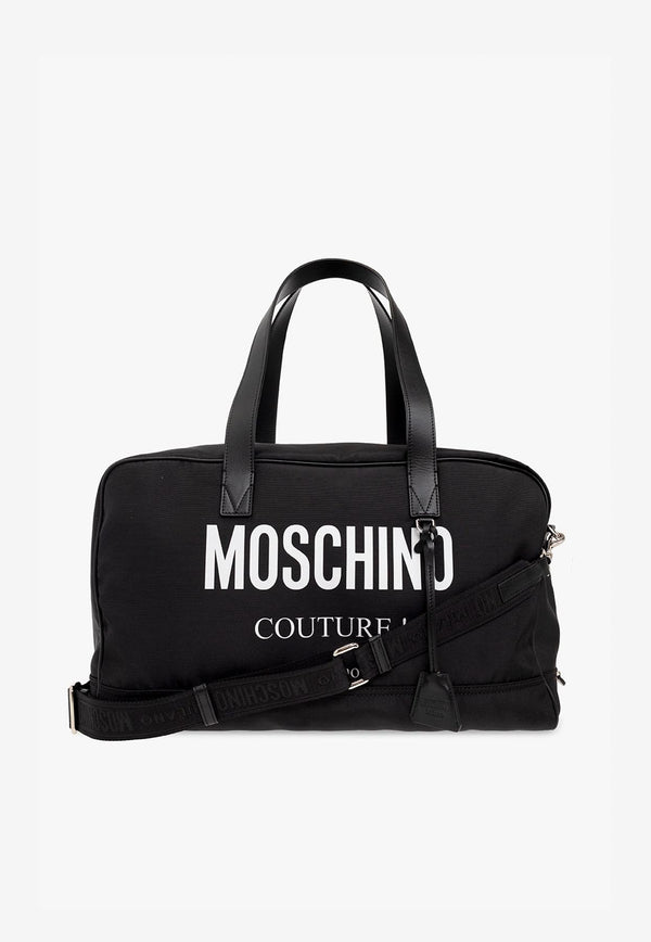 Moschino Logo Print Duffel Bag A9002 8201 2555 Black