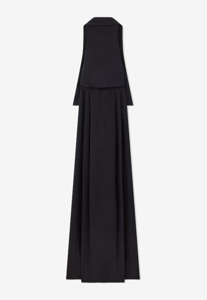 Tom Ford Silk Maroccaine Halterneck Maxi Dress Black AB3160-FAX962 LB999