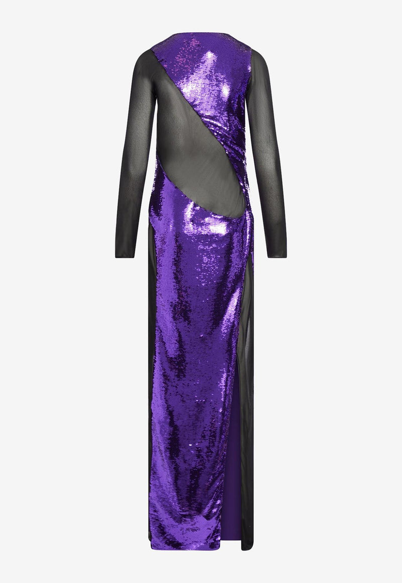 Tom Ford Sequin Embellished Maxi Dress AB3193-SDE312 GV540 Purple