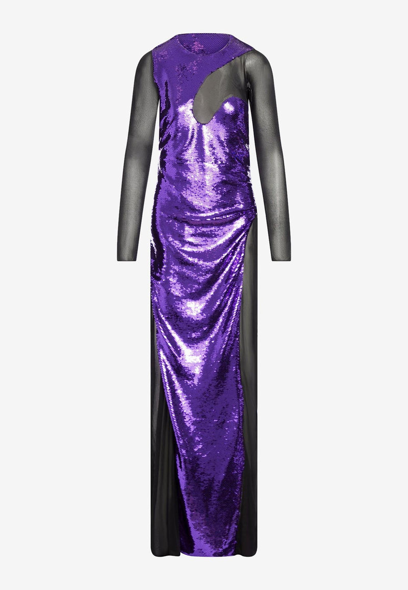 Tom Ford Sequin Embellished Maxi Dress AB3193-SDE312 GV540 Purple