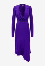 Tom Ford Convertible Asymmetric Midi Dress ABJ665-JEX037 GV461 Purple