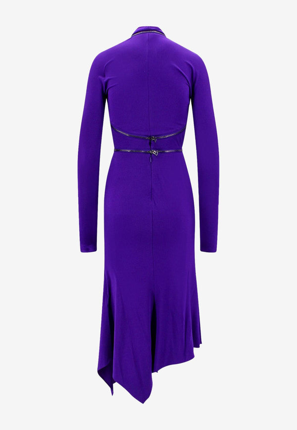 Tom Ford Convertible Asymmetric Midi Dress ABJ665-JEX037 GV461 Purple