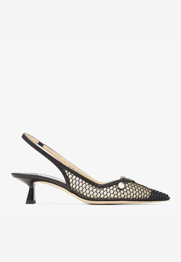 Jimmy Choo Amita 45 Slingback Pumps in Mesh Black AMITA 45 NHD BLACK/BLACK