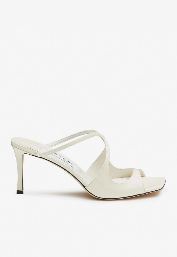 Jimmy Choo Anise 75 Patent Leather Sandals White ANISE 75 PAT LATTE