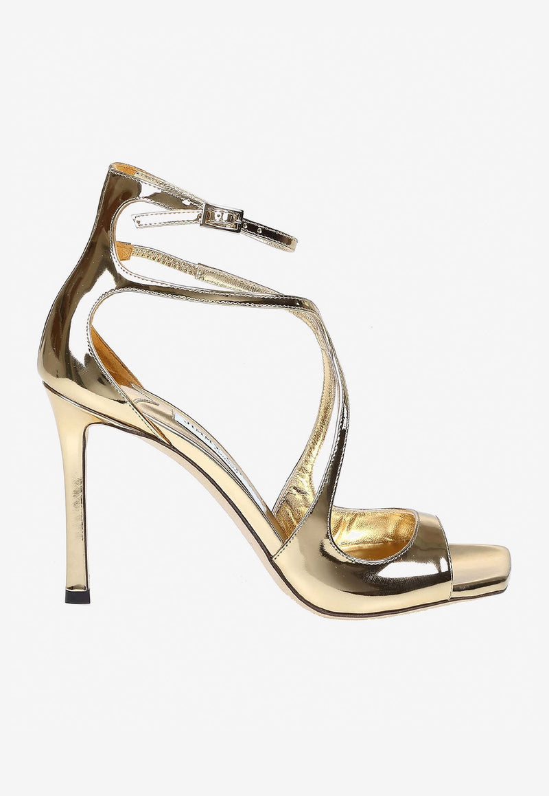 Jimmy Choo Azia 95 Metallic Leather Sandals Gold AZIA 95 QUI GOLD