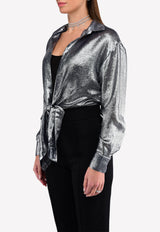 Metallic Lurex Tie-up Crop Shirt