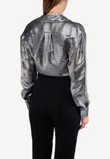 Metallic Lurex Tie-up Crop Shirt