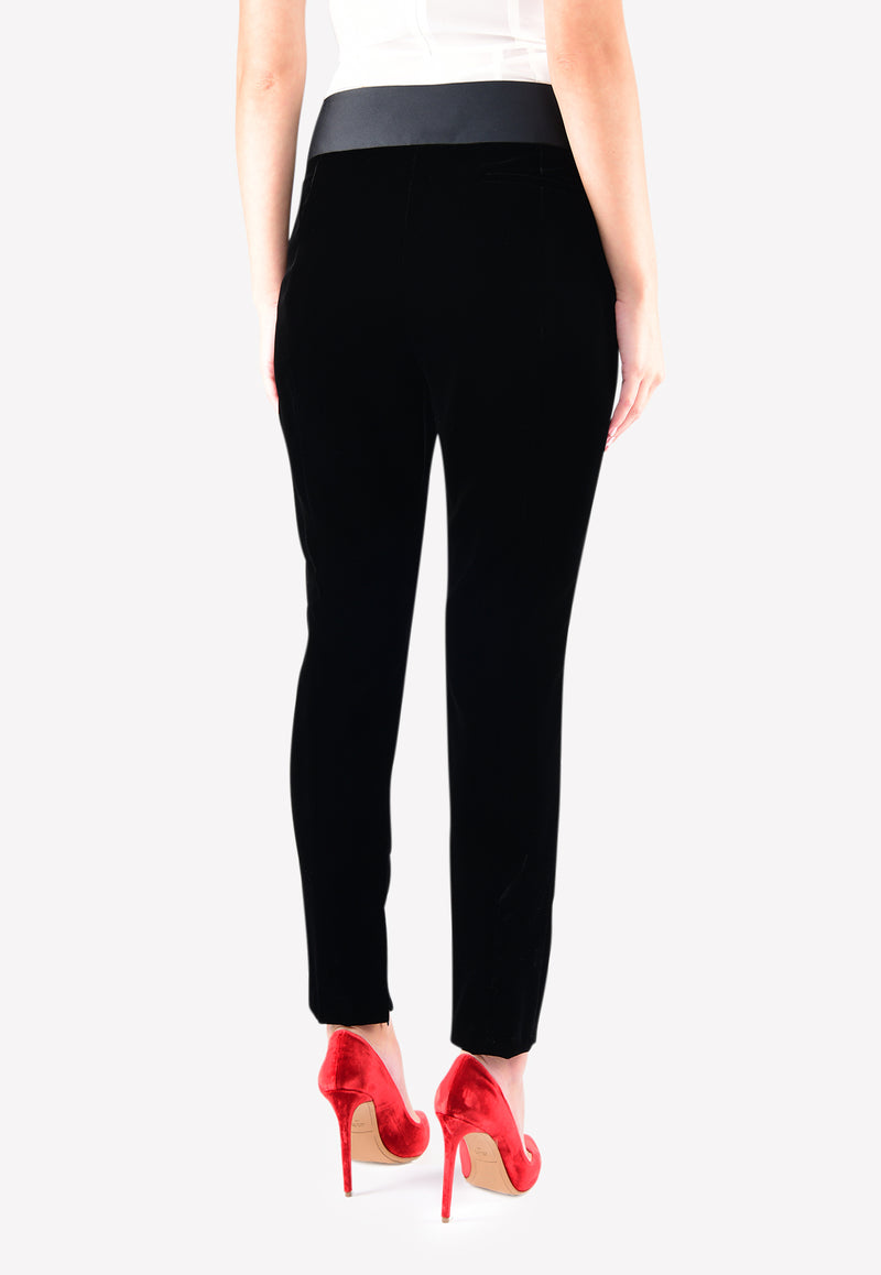 Alexandre Vauthier Black High-Waist Velvet Tuxedo Trousers PA706 0308