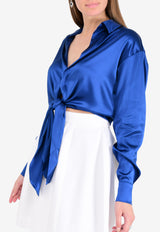 Silk Satin Tie-up Crop Shirt