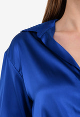 Silk Satin Tie-up Crop Shirt