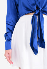 Silk Satin Tie-up Crop Shirt