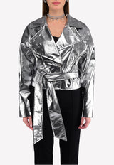 Metallic Jacket with Crystal Button