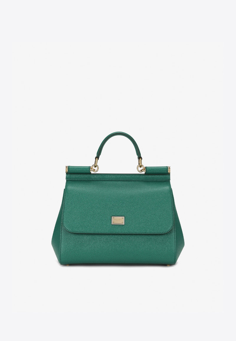 Dolce 
Gabbana Medium Sicily Top Handle Bag in Dauphine Leather Green BB6002 A1001 87174