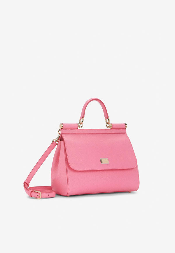 Dolce 
Gabbana Medium Sicily Top Handle Bag in Dauphine Calf Leather BB6002 A1001 80424 Pink