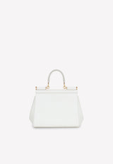 Dolce 
Gabbana Small Sicily Top Handle Bag in Dauphine Leather White BB6003 A1095 80002