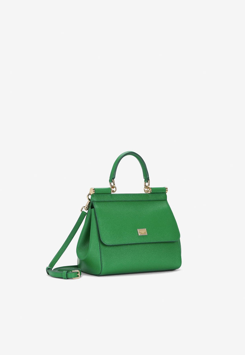 Dolce 
Gabbana Small Sicily Top Handle Bag in Dauphine Calf Leather BB6003 A1001 87192 Green