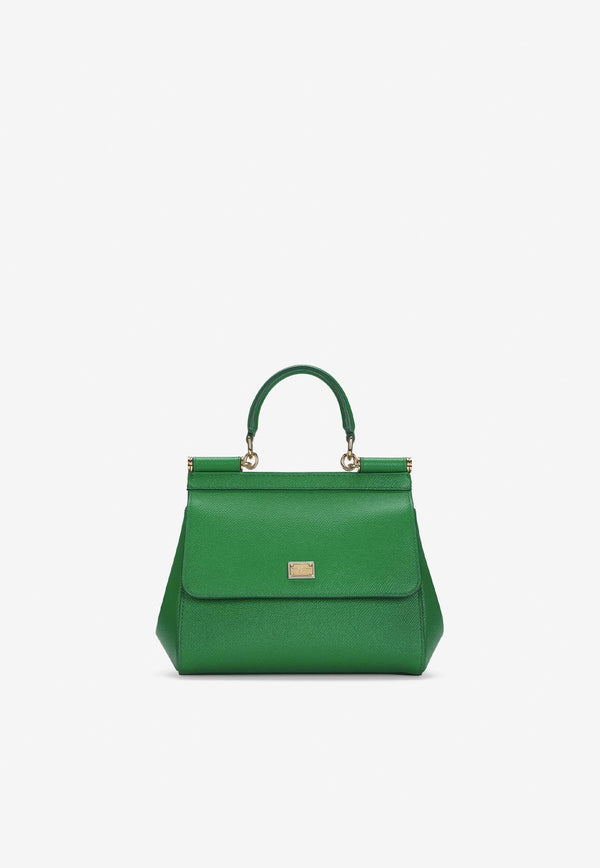 Dolce 
Gabbana Small Sicily Top Handle Bag in Dauphine Calf Leather BB6003 A1001 87192 Green