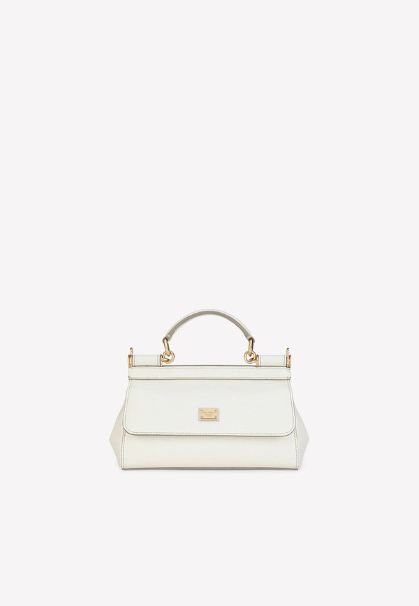 Dolce 
Gabbana Small Sicily Top Handle Bag in Dauphine Leather White BB7116 A1001 80001