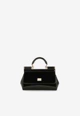 Dolce 
Gabbana Small Sicily Top Handle Bag in Polished Leather BB7116 A1037 80999 Black