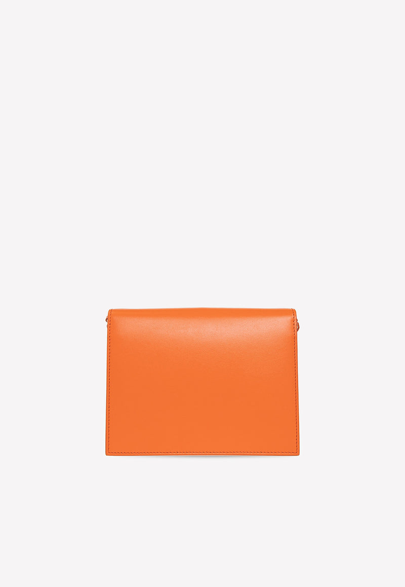 Dolce 
Gabbana Logo Embossed Crossbody Bag in Calf Leather Orange BB7287 AW576 80244